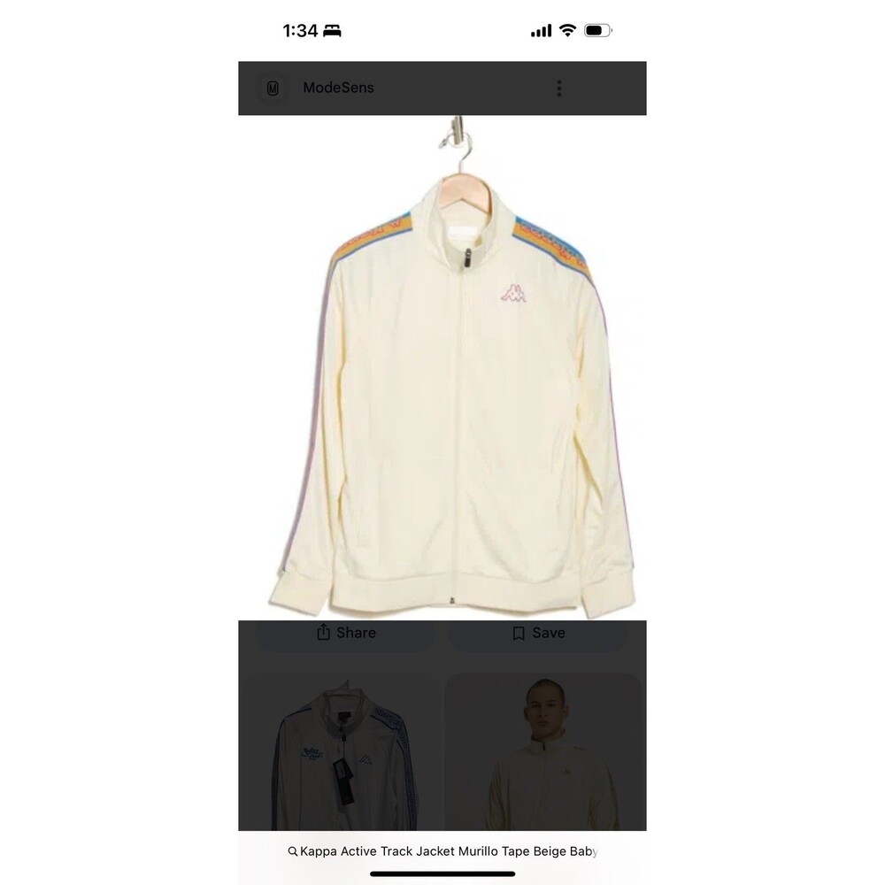 Kappa Active Track Jacket Murillo Tape Beige Baby Regular Fit Size Medium